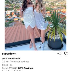 Superdown Silver Metallic Mini Dress - Lucia